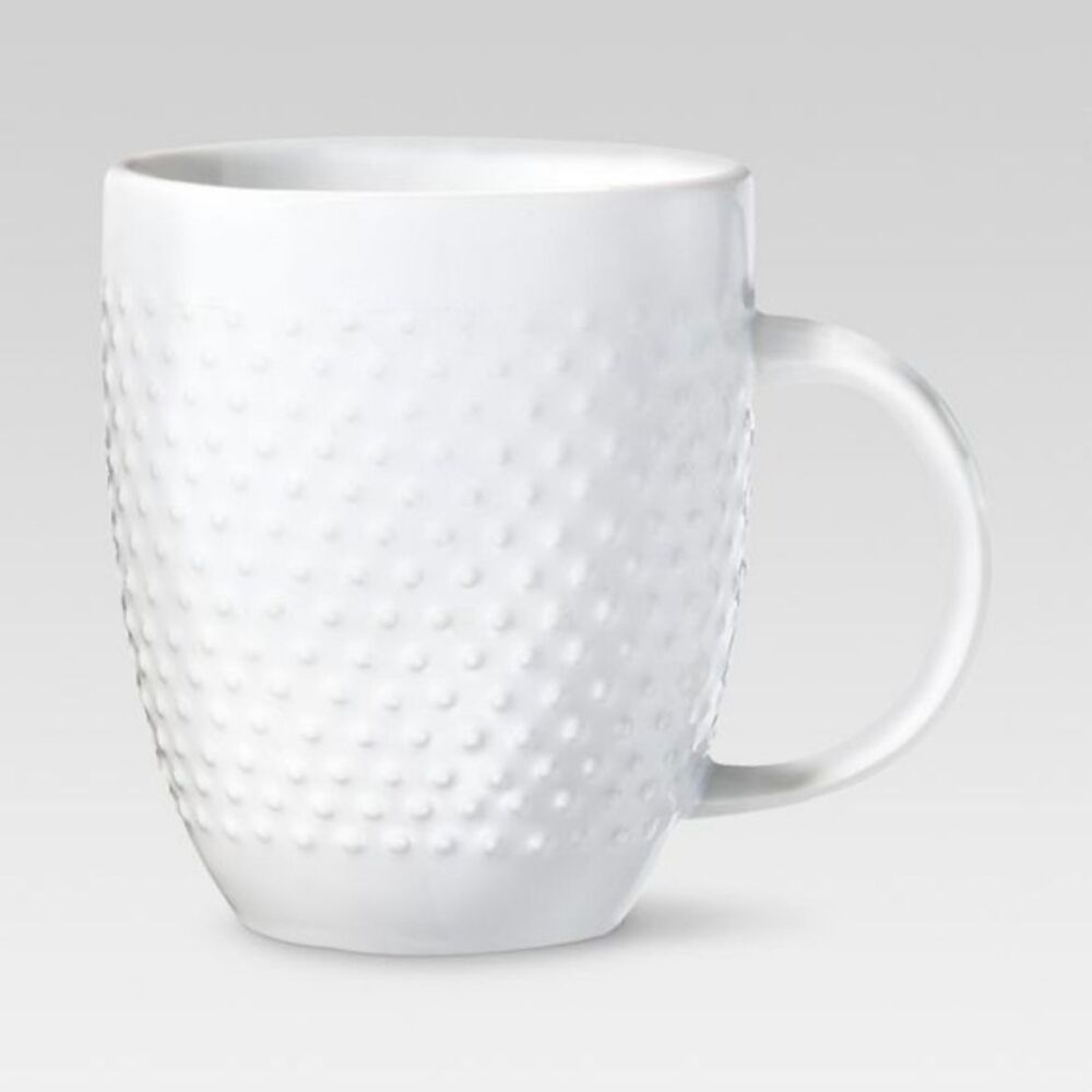 New Threshold Beaded White Porcelain Coffee Beautiful Mug 15oz - Picture 7 of 14
